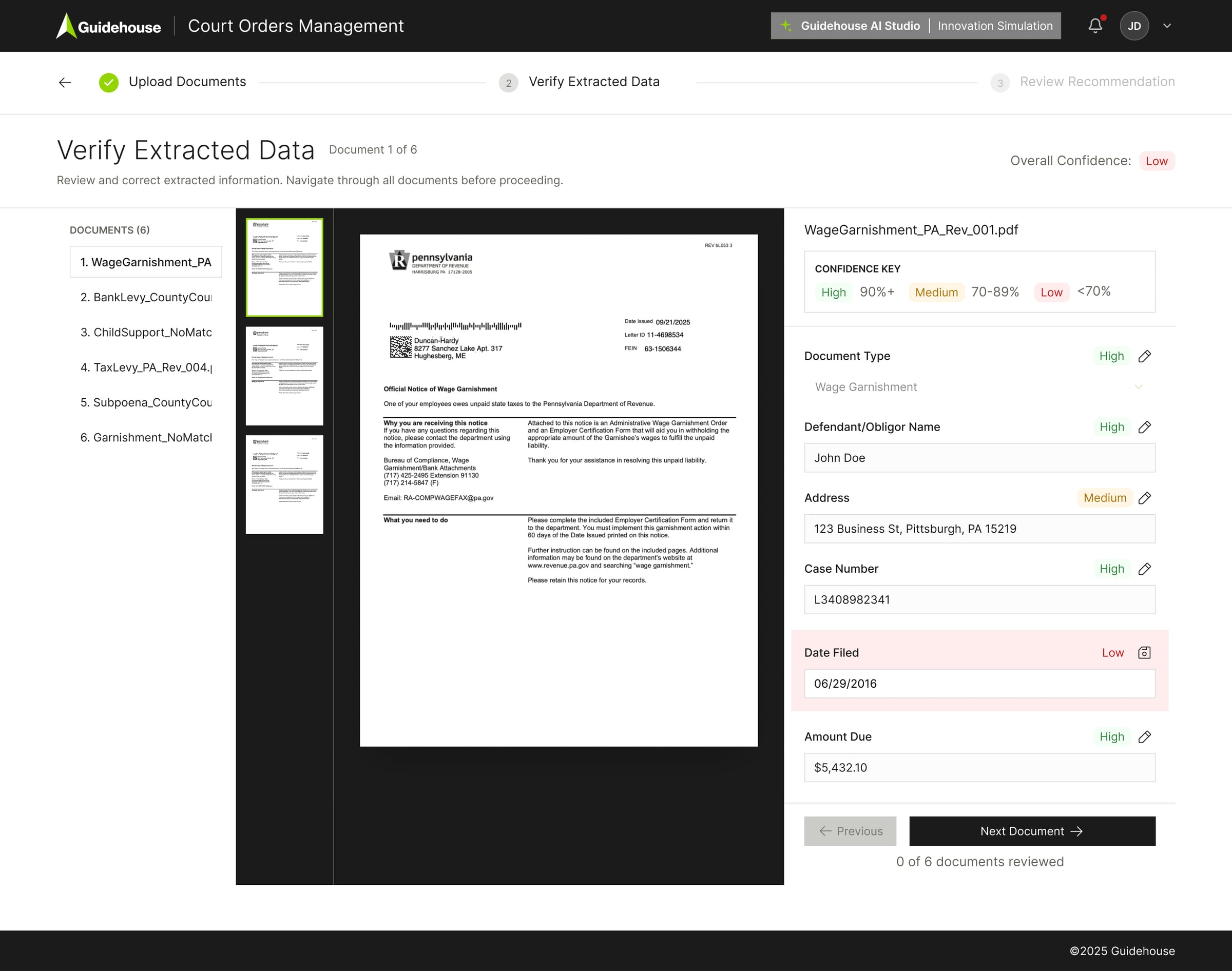 Verify Extracted Data - Edit