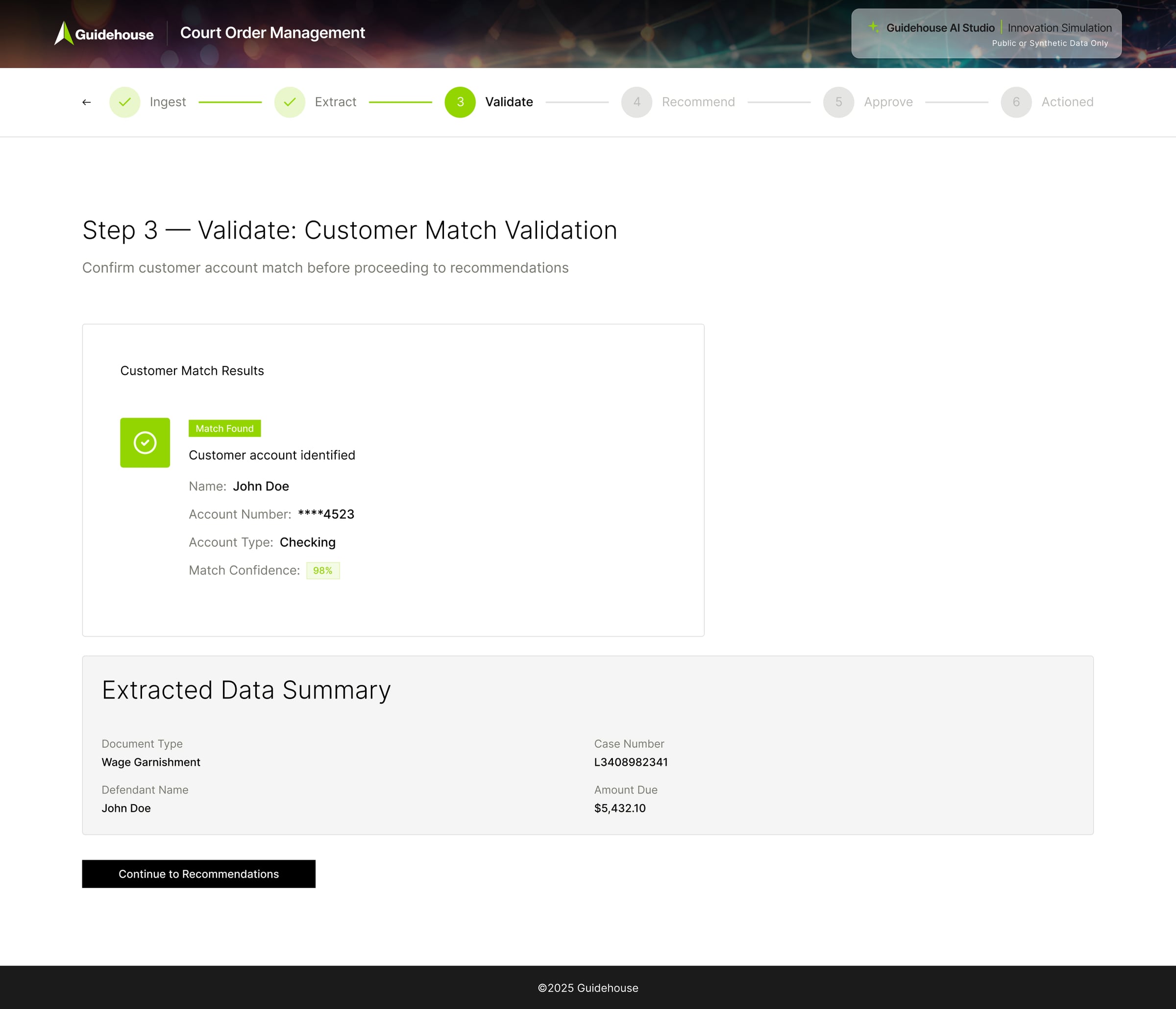 V1 — Customer Match Validation step with editable fields