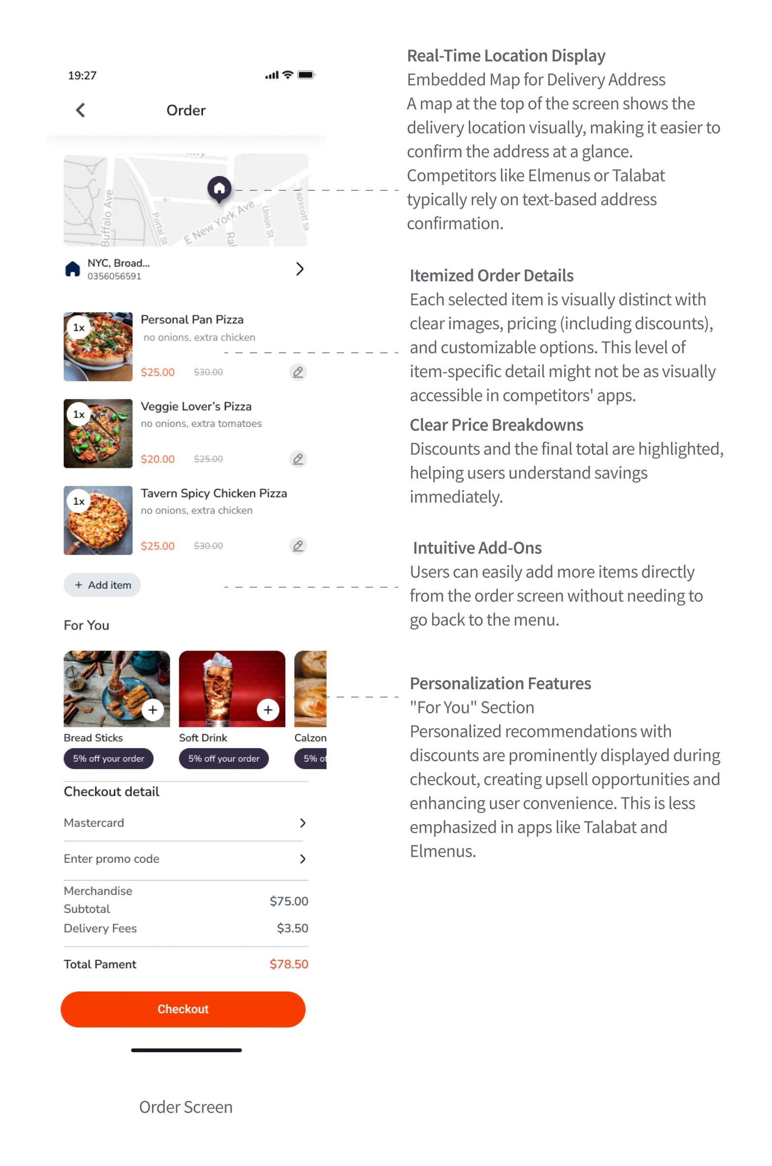 High-fidelity screens showing seamless ordering flow with clear pricing and real-time address maps