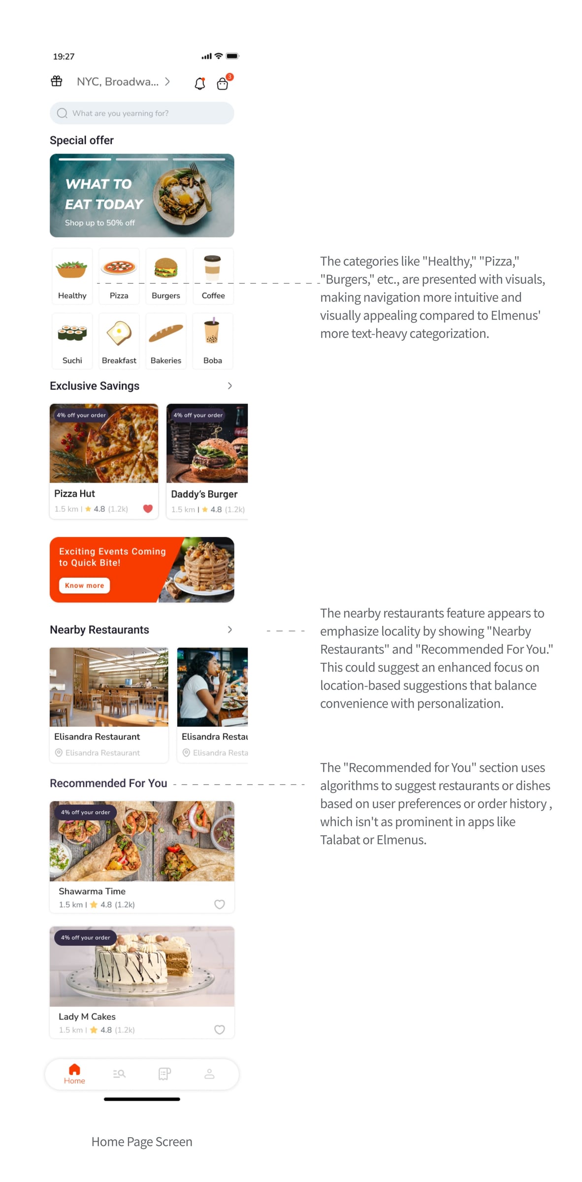 High-fidelity screens showing visual navigation with intuitive categories and personalized recommendations
