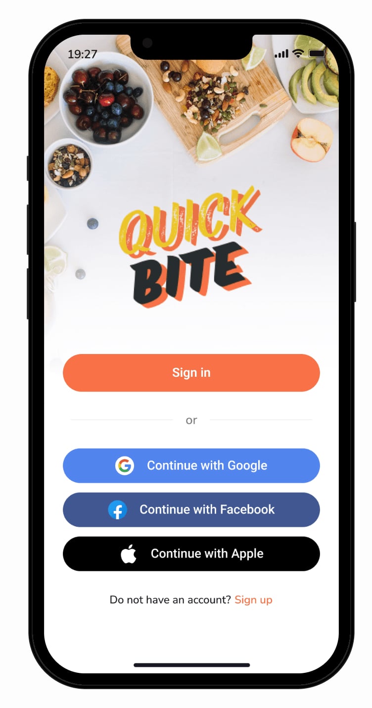 Food delivery app screen 2