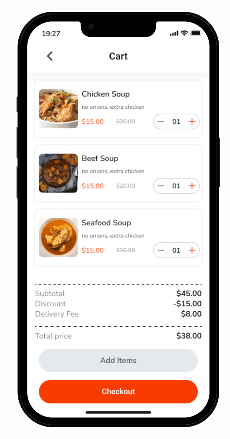 Food delivery app screen 8