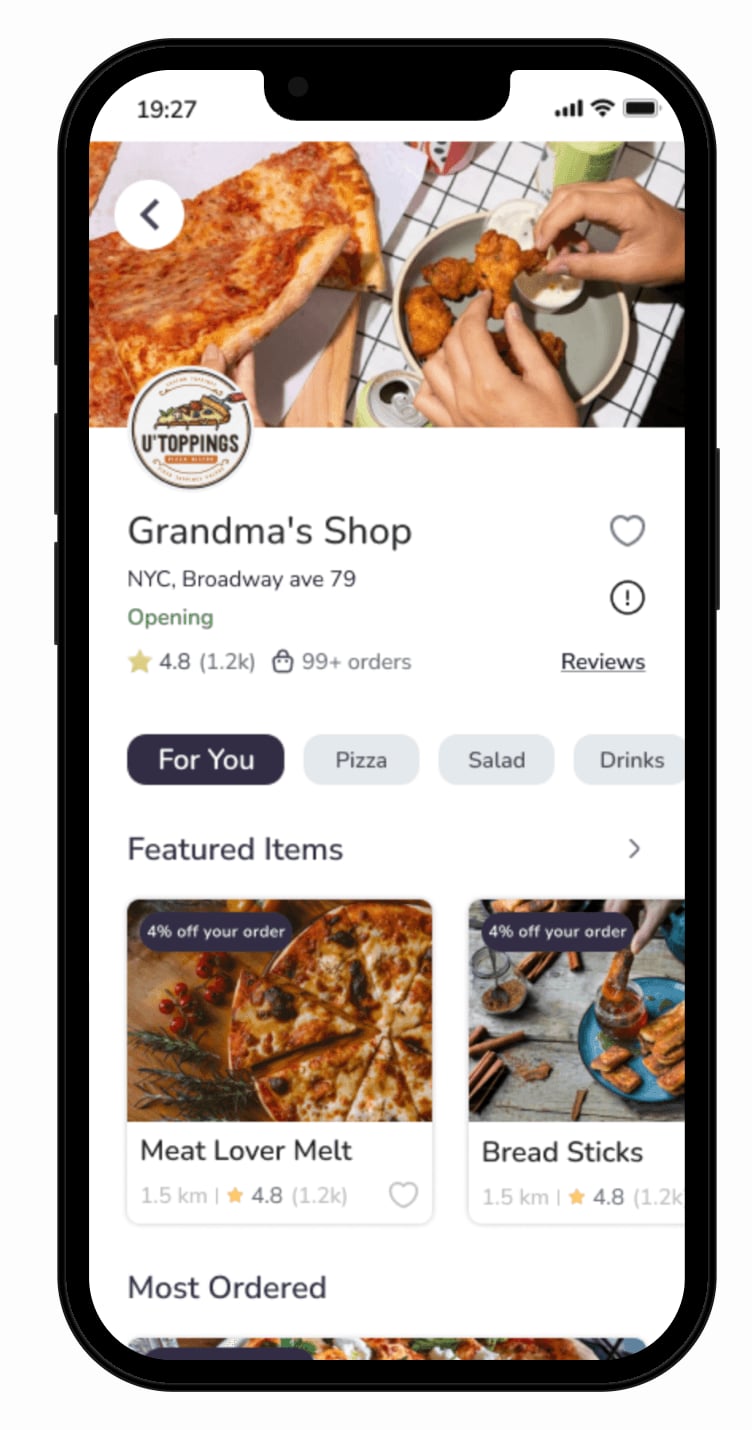 Food delivery app screen 14