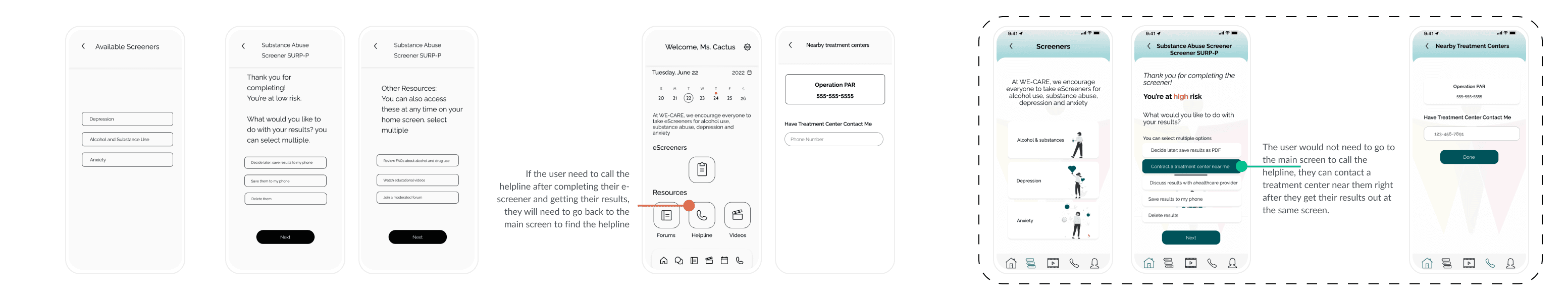 Redesigned contact treatment center option added to results screen