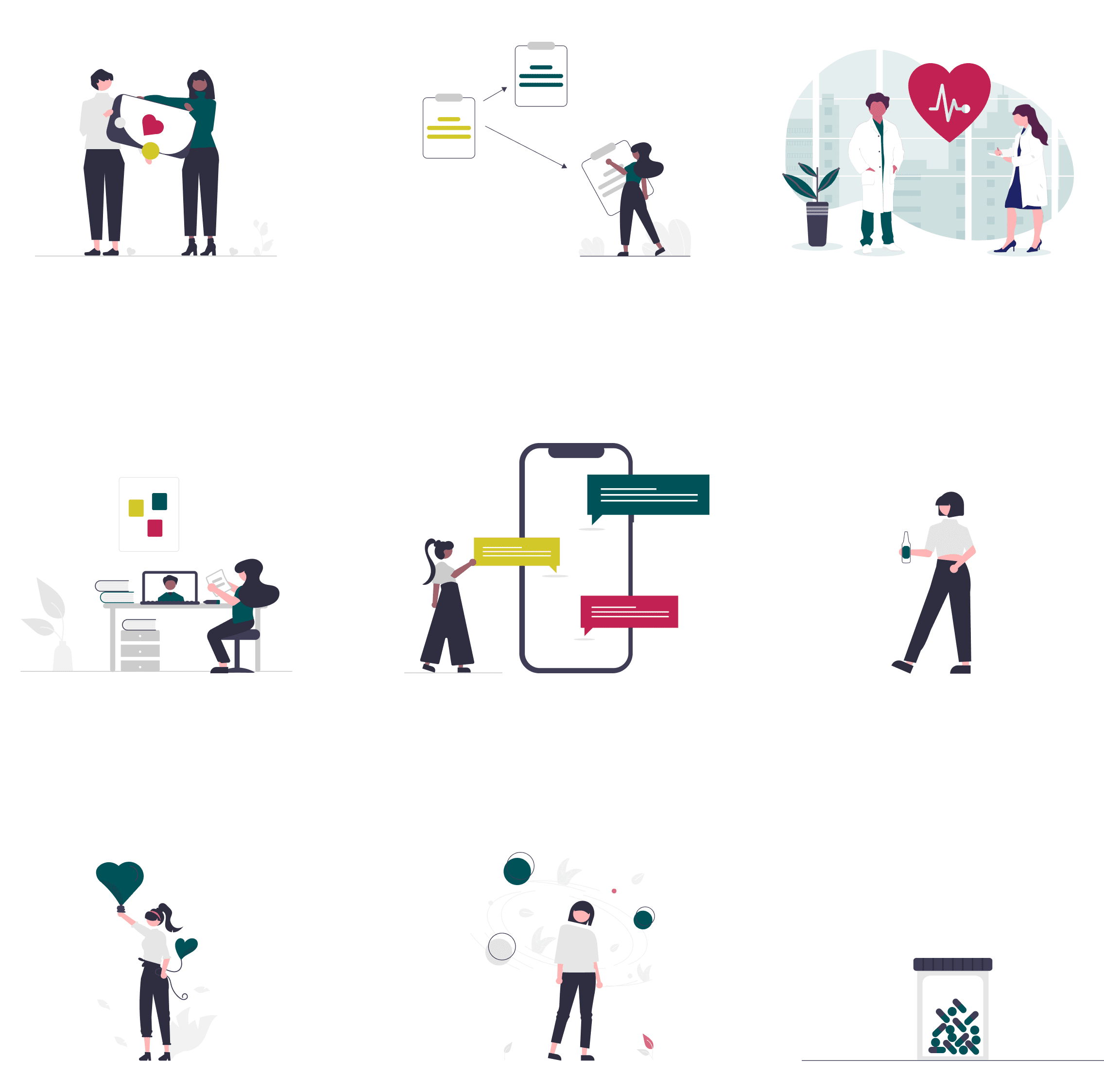 Illustrations from the Icon8 library used in the app