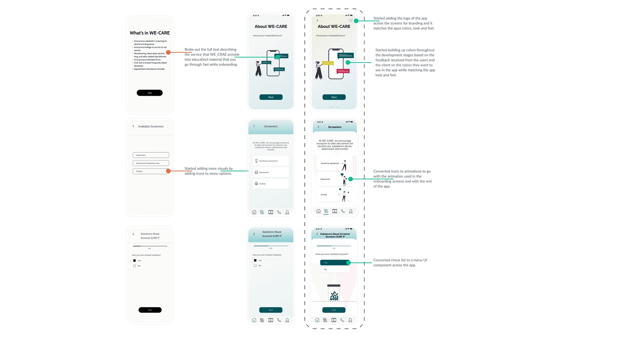 Onboarding screens development — version 2