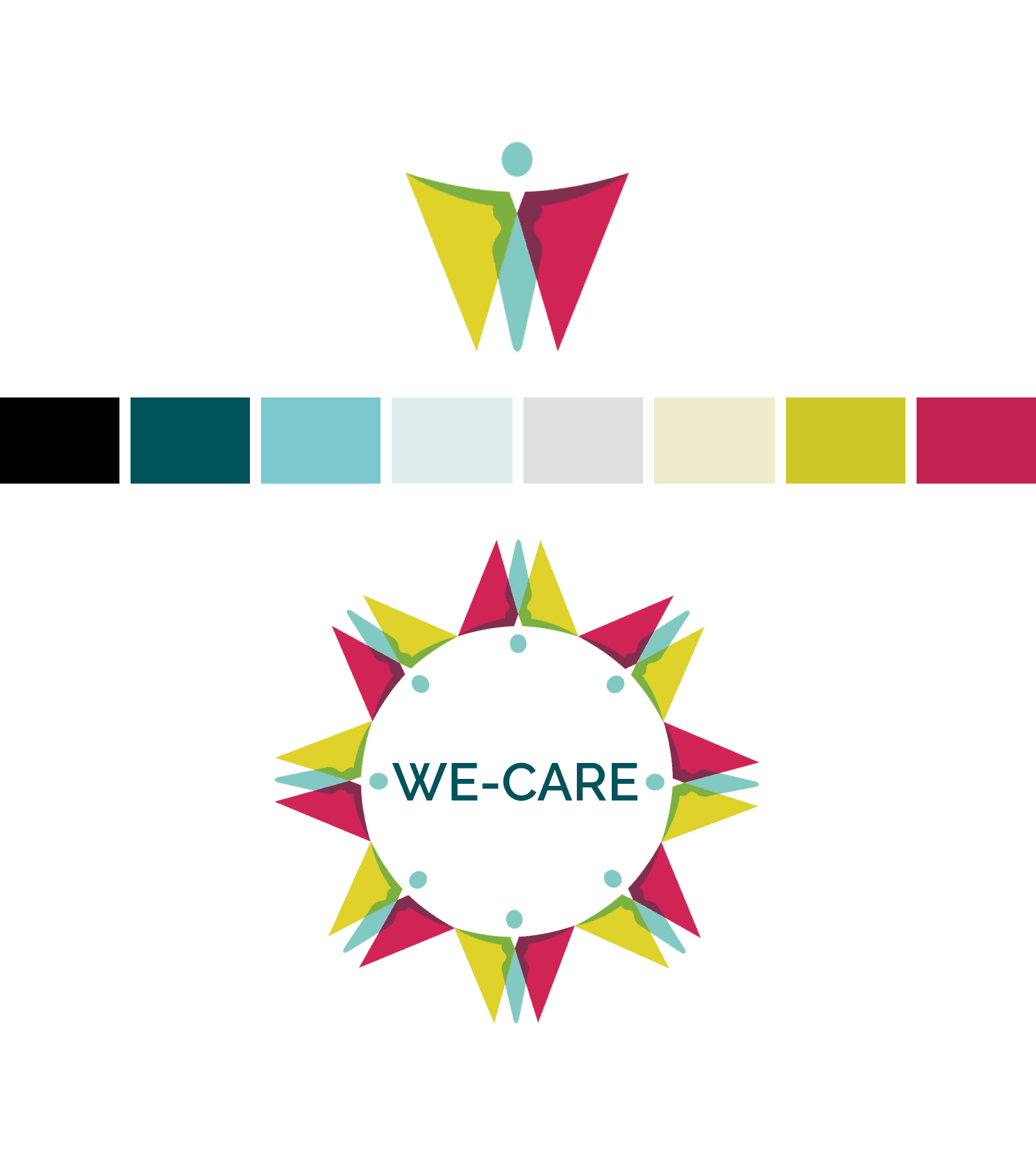 Wireframe screens showing the app layout and typography